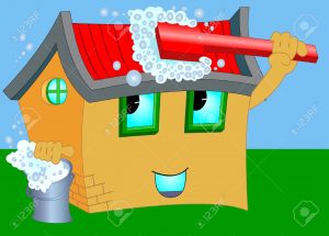 10878674-illustration-of-a-cartoon-house-with-the-washing-brush-and-a-bucket-stock-vector